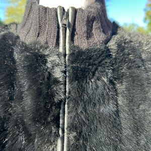Black Faux Fur and Sweater Vest
